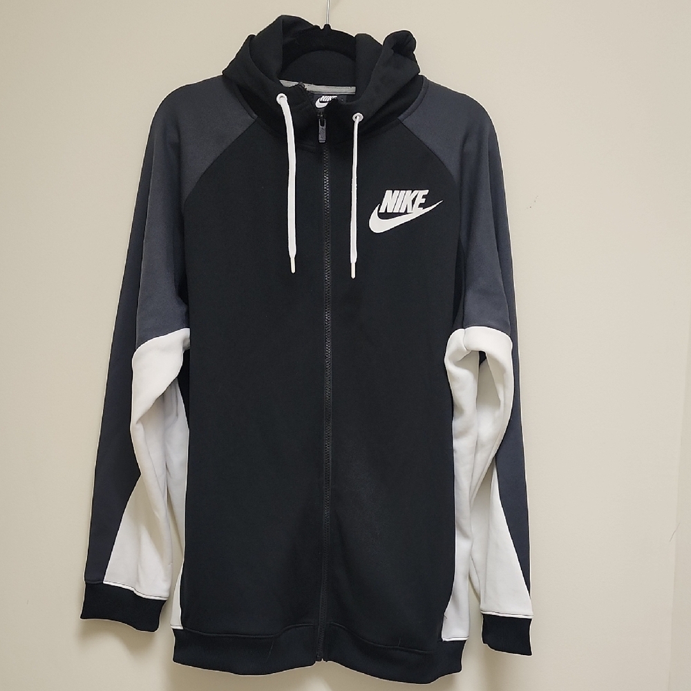 Nike Black and White Zip-Up Hoodie